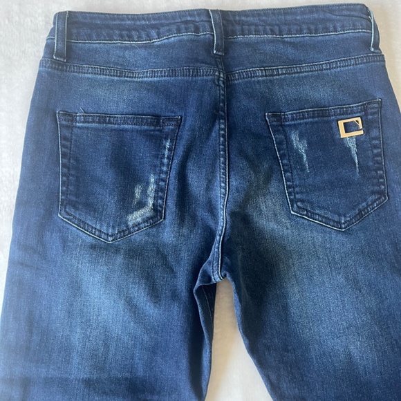 Atos Lombardini Denim Embellished Lips Casual Dark Blue  Jeans Denim Pants 26 - Picture 6 of 10